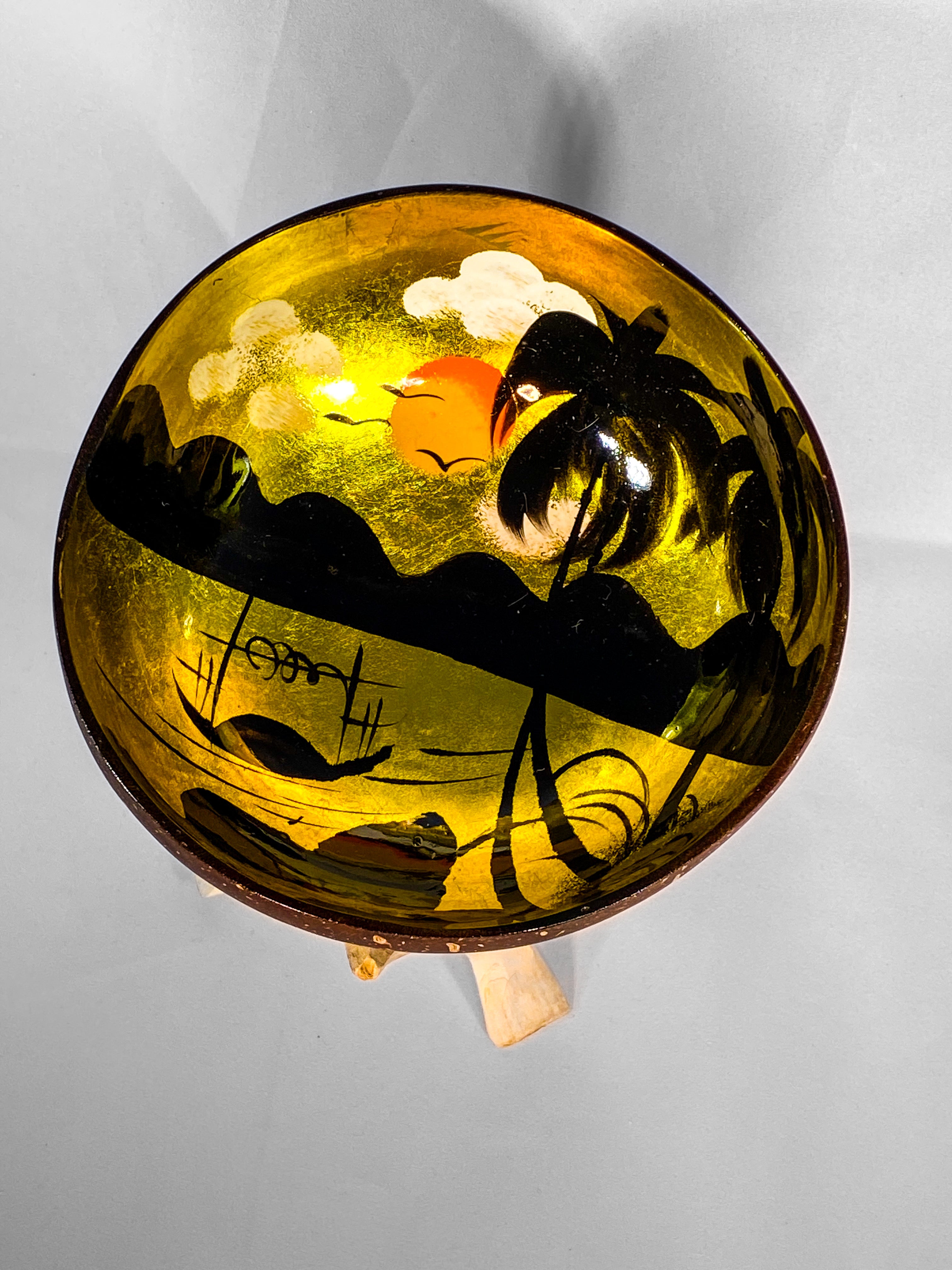 Coconut Shell Bowl - Hand Painted Sunset