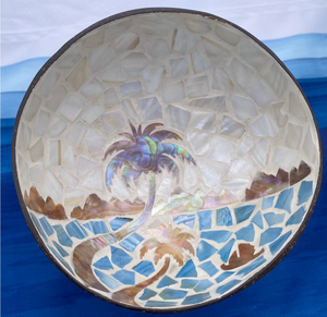 Coconut Shell Bowl - Beach Scene