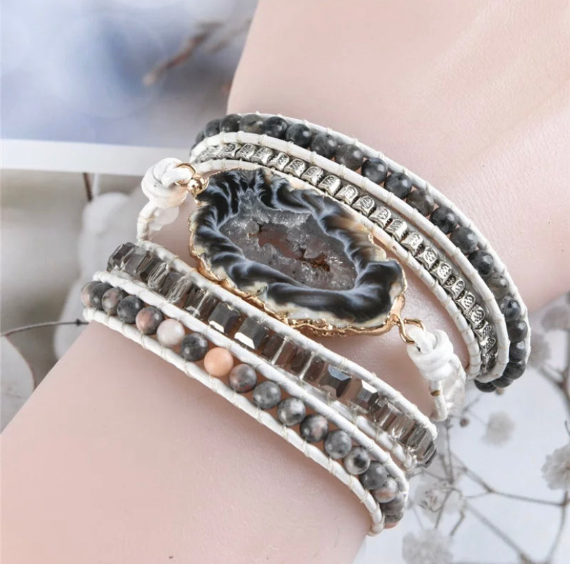 Agate Stone Wrap Bracelet