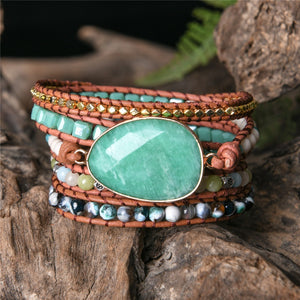 Oval Jade Wrap Bracelet