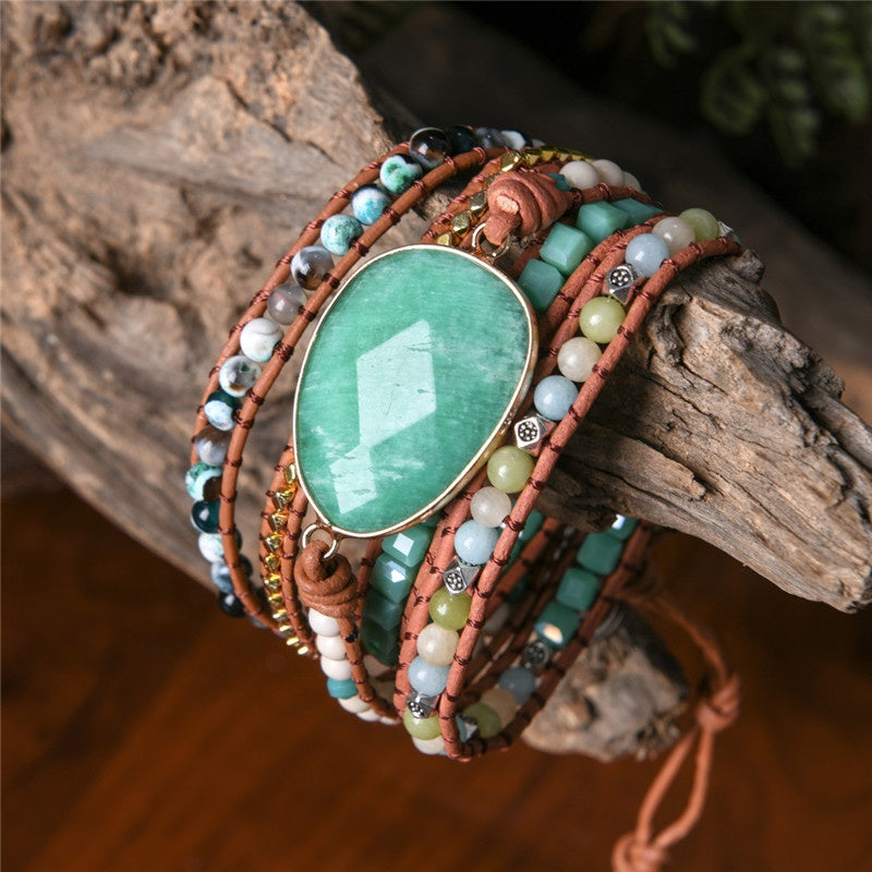 Oval Jade Wrap Bracelet