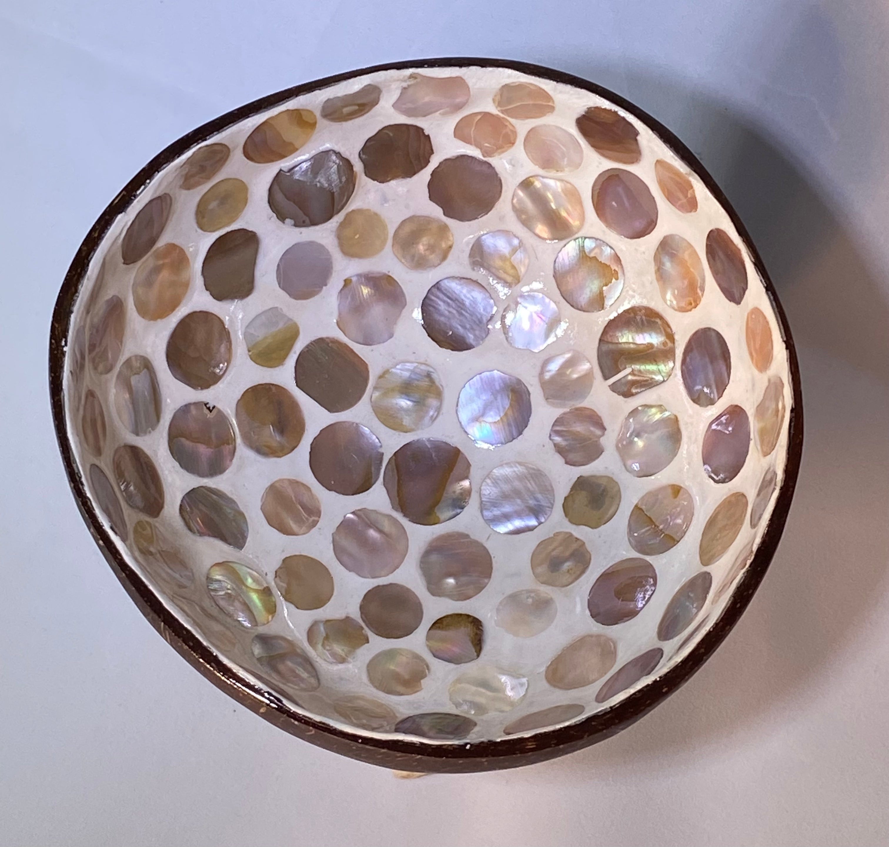 Coconut Bowl - Cream w/ Abalone Circles
