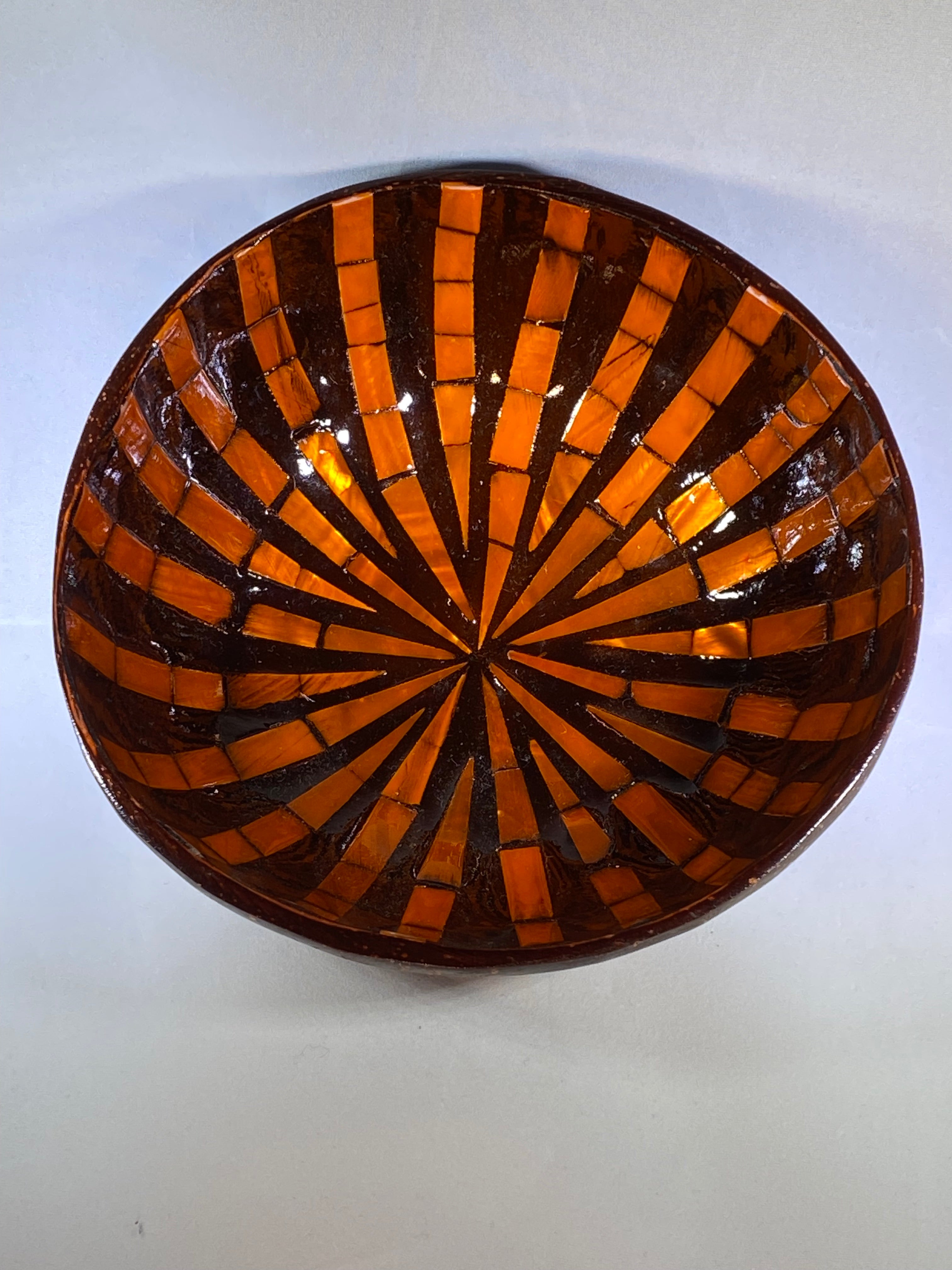 Coconut Bowl - Deep Orange Lines
