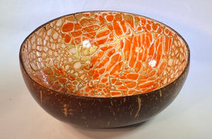 Coconut shell bowl Orange and Gold