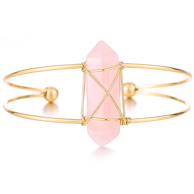 Pink Crystal Copper Cuff Bracelet