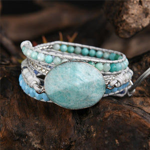 Oval Top Amazonite Stone Wrap Bracelet