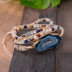 Ocean Vibe Agate Stone Wrap Bracelet